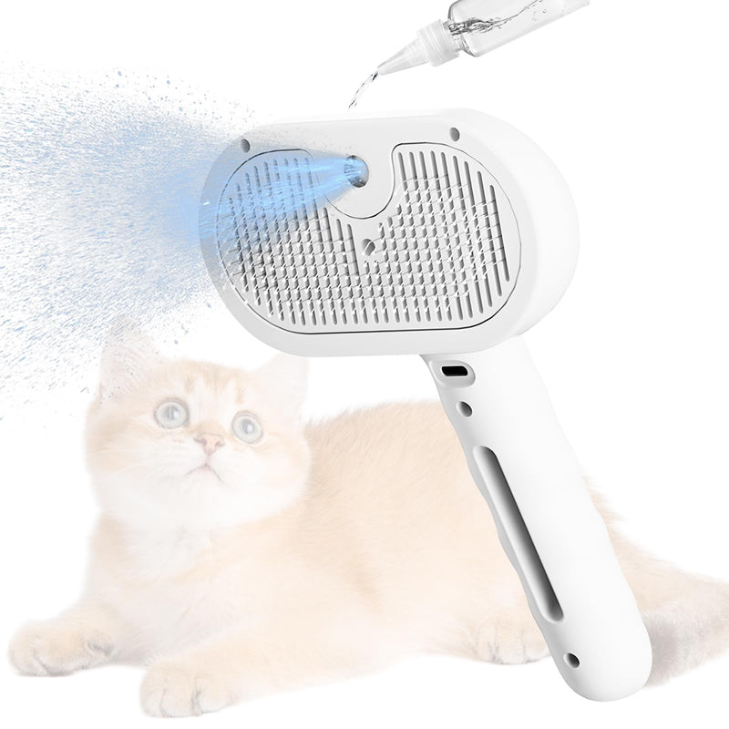Pet Steam Brush for Cats Brush Grooming with Release Button for Long Short Haired Cat Dog Comb Pet Spray Slicker Brushes Rechargeable with Water Shedding Cleaning