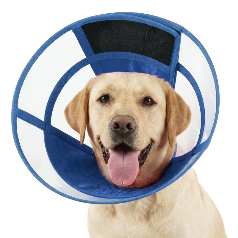 Lelepet Dog Recovery Collar, Lightweight Soft Cone for Dogs After Surgery, Anti-Lick Dog Head Cone Wound Protection, Adjustable Pet Post Surgery Medical Neck Collar, Blue L