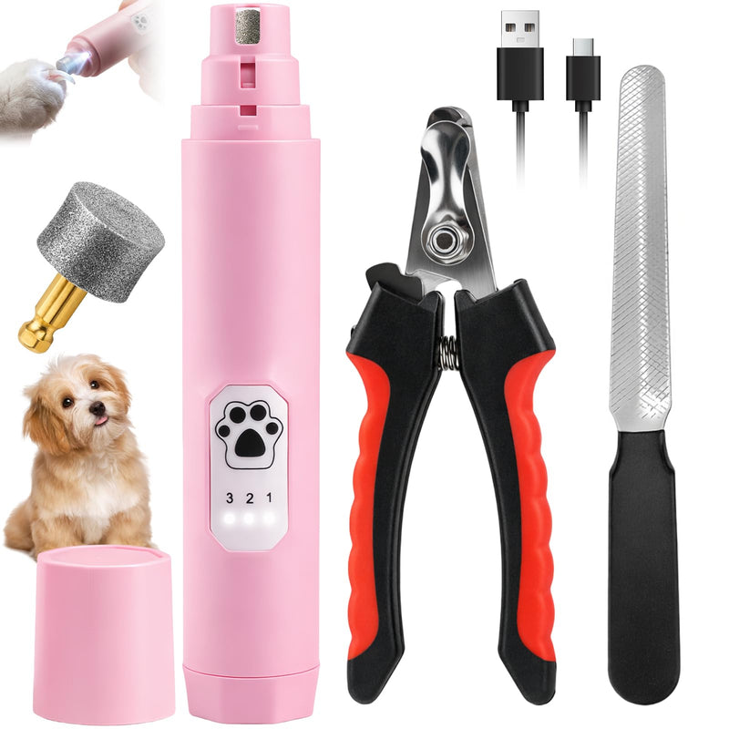 Dog Nail Grinder 3 Speeds Electric Dog Nail Trimmer Super Quiet Rechargeable Pet Nail Grinders Painless Paws Grooming Smoothing Tool for Large Medium Small Dogs Cats - PawsPlanet Australia
