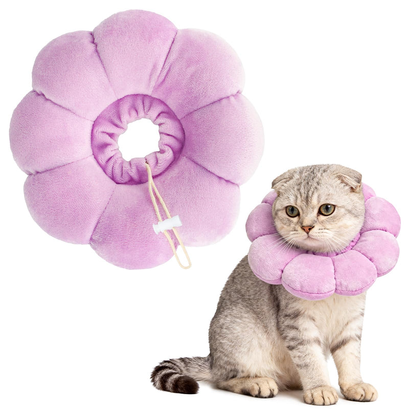 QKURT Cat Cone Collar Soft, Adjustable Pet Recovery Collar, Cute Sunflower Neck Cat Cones After Surgery, Prevent Licking Biting Protect Wounds for Puppies, Cats