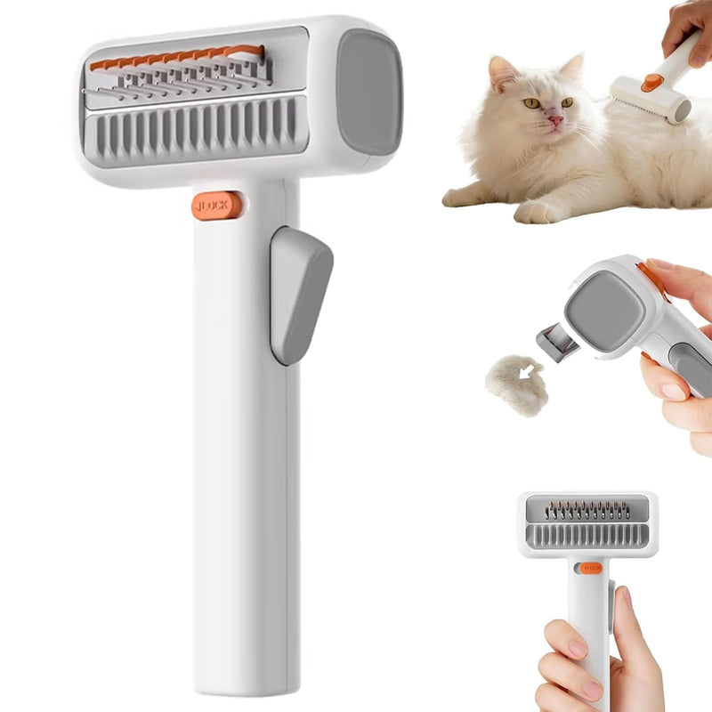 2-in-1 Pet Self-Detangling & Grooming Comb, Dual-mode Dog Deshedding Brush, Self Cleaning Pet Grooming Comb with Release Button, Undercoat Rake and Deshedding Tool for Dogs and Cats - PawsPlanet Australia