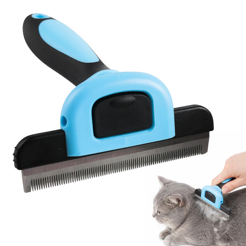 Pet Deshedding Tool 10.5 13.5 3.5 cm Large Blue Effectively Remove Loose Fur Dog Shedding Brush Cat Grooming Comb for Short Long Haired Dogs Cats Home Grooming Reduce Hair On Sofa Clothes