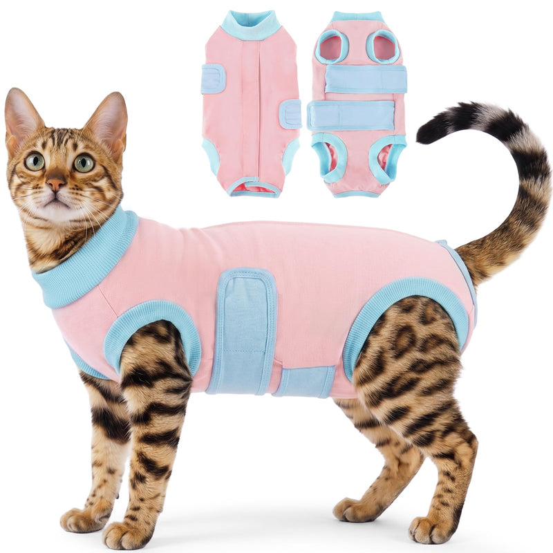 Cat Surgical Recovery Suit, Anti-Lick Post Surgery Recovery Onesie, Pink M | Cat surgery recovery suit, adjustable anti-lick onesie for spay neuter wound protection alternative to Elizabethan collar