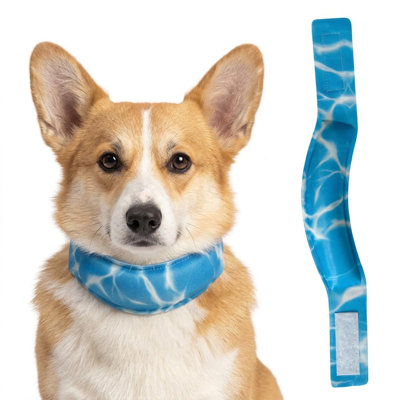 Dog Cooling Bandana, Adjustable Dogs Cooling Scarf with Gel Breathable Pet Summer Neck Wrap for Small-Medium Dogs Ripples M