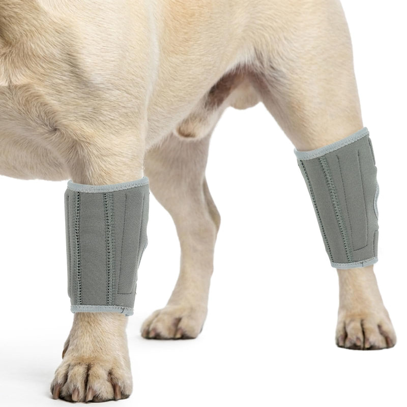 PUMYPOREITY 2Pcs Dog Rear Leg Hock, Joint Brace Hind Leg Wrap Protector and Extra Supportive, LegHock Joint Compression Sleeve for Wound Injury and Sprain Healing of Arthritis(Grey, M) 2Pcs-Grey