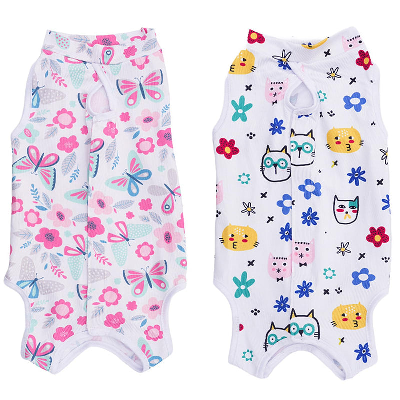 2 Pack Cat Recovery Suit S Size for 2-4 lbs Cats, Soft Cat Onesie Post Surgery with Adjustable Velcro, Breathable Cat Body Suit After Surgery, Anti Licking Cat Clothes for Spay or Wound Healing