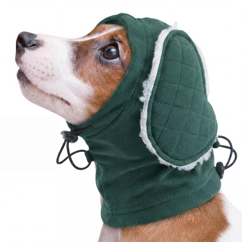 Dog Ear Muffs for Noise Protection – Dog Ear Defenders Calming Hoodie for Anxiety Relief, Anti Scratch Ear Wrap for Grooming Blow Drying Fireworks Thunder (Green, S) Green