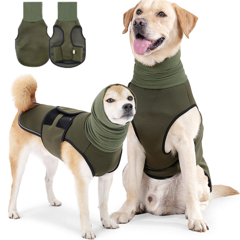 Dog anxiety jacket, 2-in-1Calming Anxiety Jacket for Dogs with Soft Ear Muffs, Reflective Strips for Thunder, Fireworks, Travel & Separation Anxiety, Relief Stress (M(Chest Girth:45-54CM)) M(Chest Girth:45-54CM)