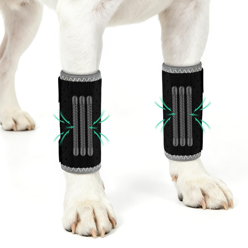 OHCOZZY Dog Front Leg Brace 2Packs with 3Metal Splints, Leg Splint Provides Wrist Carpal Support and Against Lick, Leg Wrap Protector for Wound Injury and Sprain Healing,M Black M