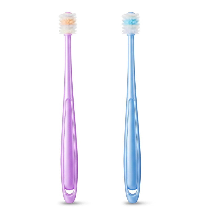 2Pcs Small Dog Cat Toothbrush, 360 Degree Pet Toothbrush Soft Silicone Deep Clean Pet Teeth Tooth Brush Cleaning Kit Independent Packaging