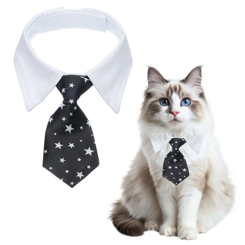 sourcing map Cat Dog Tie with Collar, Cute Tuxedo Bowtie with Handcrafted Adjustable White Collar Formal Pet Cats Necktie (Black, S), Intended for Puppies Medium Boys/Kitten Wedding Black