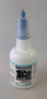 Alfavet HexoClean acidic ear cleaner for dogs and cats with ear-friendly soft rubber applicator, chlorhexidine and salicylic acid, 150ml plastic bottle 150 ml - PawsPlanet Australia
