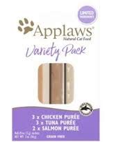 Applaws Lickable Puree Cat Treats Variety Pack with 3 Chicken, 3 Tuna, and 2 Salmon Treats (.25 Ounce Sachets, 8 Count Total per Pack, 2 Packs Total) Plus Silicone Lid - PawsPlanet Australia