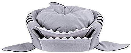 [Australia] - Spring Fever Hamster Guinea Pig Rabbit Dog Cat Chinchilla Hedgehog Small Animal Pet Bed Fleece Cushion Shark House Hideout Cage Accessorie M(20.5*20.5*15inch) A_Grey 