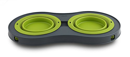 [Australia] - Dexas Popware for Pets Double Elevated Pet Feeder Large Gray/Green 