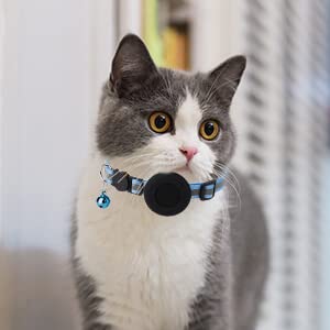 Airtag cat collar, reflective cat collar with bell and airtag holder compatible with Apple Airtag, beautiful cat collar with breakable safety buckle for kittens puppies (blue) blue - PawsPlanet Australia