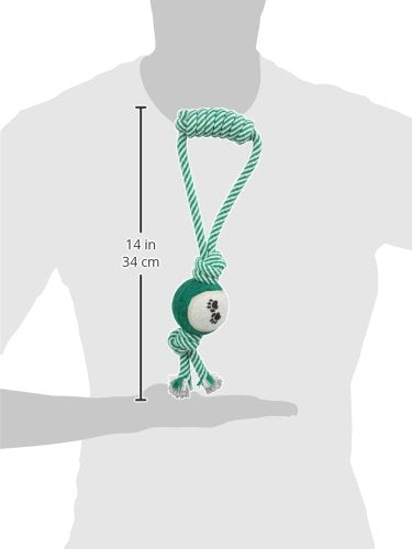 [Australia] - Pet Life Pull Away' Rope and Tennis Ball Green One Size 