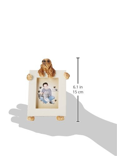 [Australia] - Buff and White Cocker Spaniel Picture Frame Holds Your Favorite 2.5 by 3.5 Inch Photo, Hand Painted Realistic Looking Cocker Spaniel Stands 6 Inches Tall Holding Beautifully Crafted Frame, Unique and Special Cocker Spaniel Gifts for Cocker Spaniel Owners 