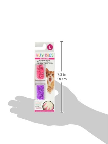 Kitty Caps Nail Caps for Cats| Safe, Stylish & Humane Alternative to Declawing Stops Snags & Scratches, Single Set Turquoise/Grey, Black/Hot Pink/Purple or Pink/Glitter Large (13 lbs or greater) - PawsPlanet Australia