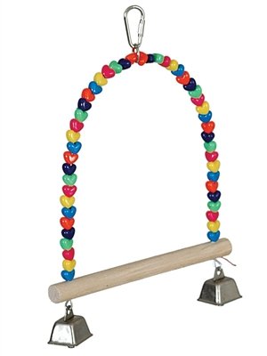 [Australia] - JellyBeadZ Parrot Swing - 8 Inch - Pony Beads, Bells, and Perch..Good for Cockatiels, Conures, Quakerss 