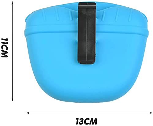 Dog Treat Pouch Silicone Dog Treat Bag Cat Treat Pouch Portable Dog Training Treat Pouch Food Treat Storage Holder for Dog Training Walking Cat Bird Puppy - Blue - PawsPlanet Australia