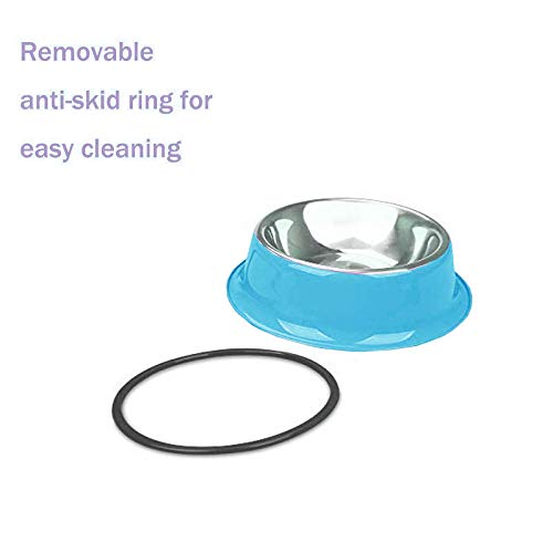 2 Stainless Steel cat bowl, colorful cat food bowl With Non-slip Rubber Bases, Puppies and Cats Feeder Bowls And Water Bowls (blue/pink) blue/pink - PawsPlanet Australia