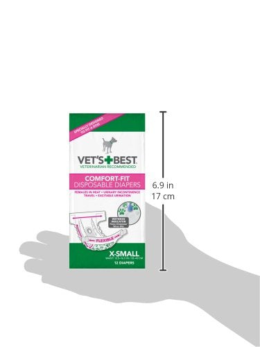 [Australia] - Vet's Best 12 Count Comfort Fit Disposable Female Dog Diapers, X-Small 