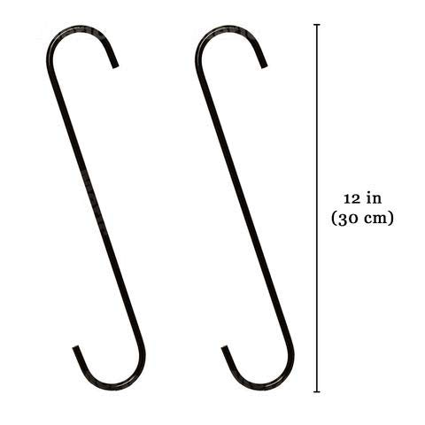 Meric S-Shaped Metal Hangers, 12-Inches, Hook Stake for Bird Feeder, Birdhouse, Heavy-Grade Stainless Steel, Outdoor & Indoor Decor, Hanging Purpose, 2 Pieces per Pack, Black - PawsPlanet Australia