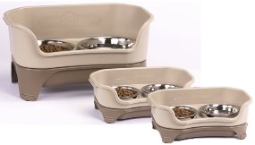 Neater Feeder Express Elevated Dog and Cat Bowls - Raised Pet Dish - Stainless Steel Food and Water Bowls for Small to Large Dogs and Cats S (for Cats) Cappuccino - PawsPlanet Australia