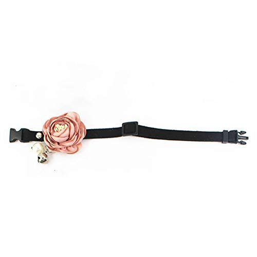 [Australia] - Exquisite Dog and Cat Collar, Soft and Comfortable Faux Leather, Pet Collar with Bell and Adjustable Bow for Party Holiday Decoration Beauty Accessories 7.9"-11.8" Neck Pack of 1 - Pink rose 
