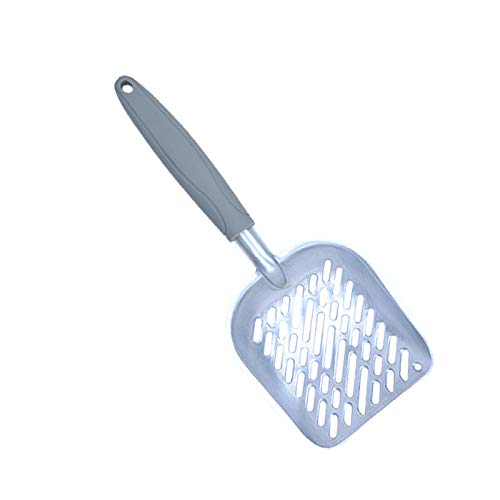 [Australia] - TRRAPLE Cat Litter Scoop, Pet Scooper Shovel Tool with Long Handle, Solid Aluminium Alloy Sifter, 1 Pcs Pet Cleaning Supplies Tools Grey 