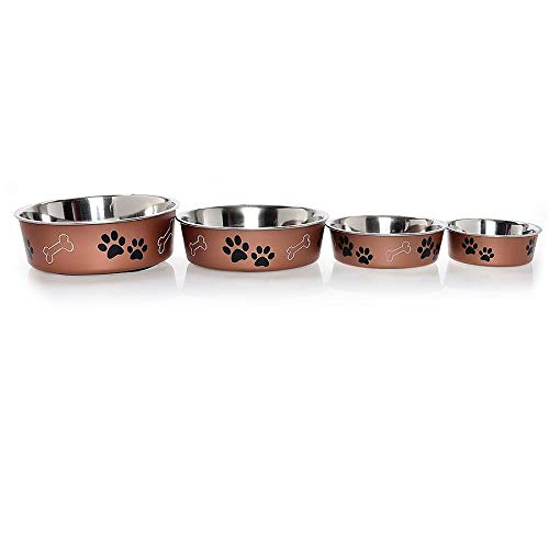 Loving Pets Stainless Steel Bella Dog Bowl Non-Slip Dishwasher Safe & Bacteria Resistant Metallic Pet Dish - Copper - Small (426 ml) - PawsPlanet Australia