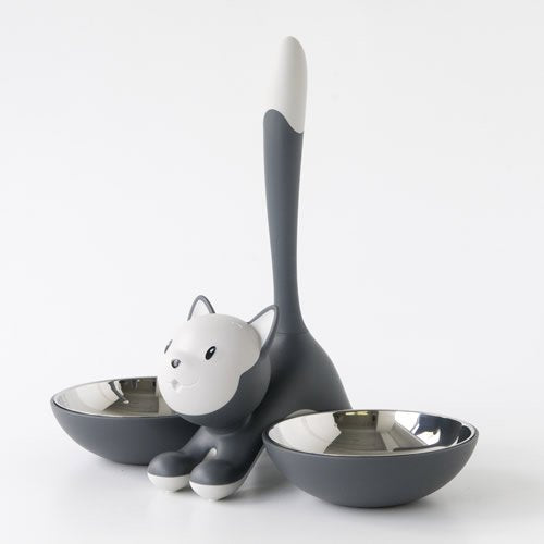 A di Alessi Tigrito Cat Bowl, Grey - PawsPlanet Australia