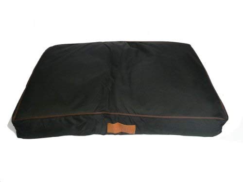 Ellie-Bo 87 x 57 x 10 cms Large Replacement Waterproof Dog Bed Cover in Black with Brown Piping - PawsPlanet Australia