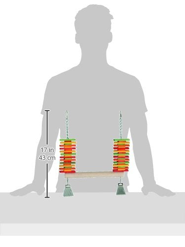 [Australia] - Featherland Paradise, Brightly Colored Activity Swing for Birds, Includes Steel Bells and Wood Slates to Nibble On Large 