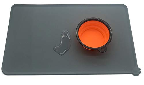 fushida Pet Feeding Mat,Food Grade Silicone Waterproof Non-Slip Pet Food Mat, Pet Feeding Tray for Dog and Cat (48.5X30cm,black) - PawsPlanet Australia