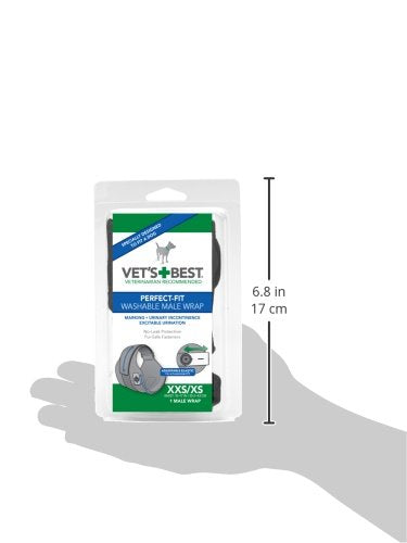 Vet's Best Washable Male Dog Diapers | Absorbent Male Wraps with Leak Protection | Excitable Urination, Incontinence, or Male Marking | 1 Reusable Dog Diaper Per Pack XXS/XS - PawsPlanet Australia