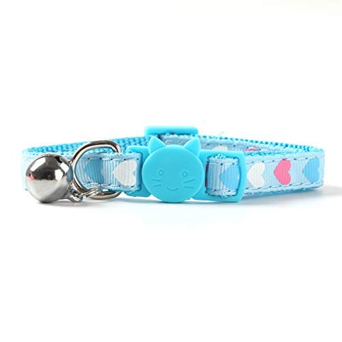 [Australia] - CHUKCHI 4 PCS Kitten Collar,Soft Adjustable Breakaway Safety Cat Collar with Bell 8"-12",Cat Bell Collar with Heart-Shaped Nylon Strip for Cat, Puppy, Kitty 