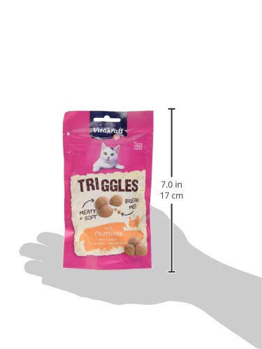 Vitakraft Triggles, cat snack, with turkey, portionable into three bites, ideal as a reward or training, no added sugar (1x 40g) - PawsPlanet Australia