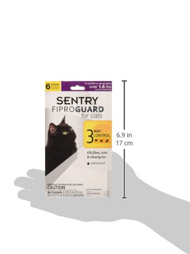 SENTRY Fiproguard for Cats, Flea and Tick Prevention for Cats (1.5 Pounds and Over), Includes 6 Month Supply of Topical Flea Treatments - PawsPlanet Australia