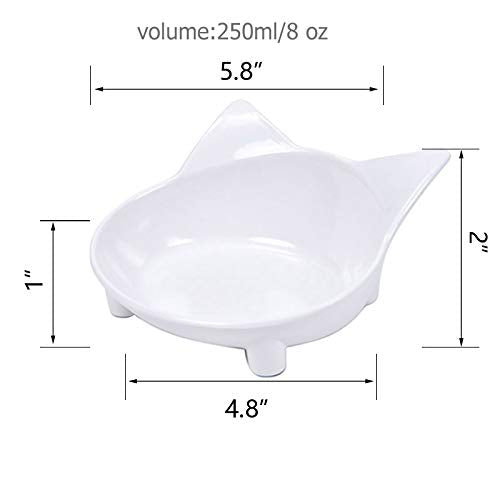 [Australia] - Lorde Cat Bowl, Shallow Cat Food Bowls,Wide Cat Dish,Non Slip Cat Feeding Bowls,Cat Food Bowl for Relief of Whisker Fatigue Pet Food & Water Bowls Set of 2 white/black 
