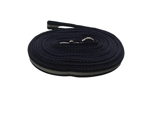 Cwell Equine Soft Cushion Horse Lunge Line Large Dog Training Lead 8 meter NAVY/GREY - PawsPlanet Australia