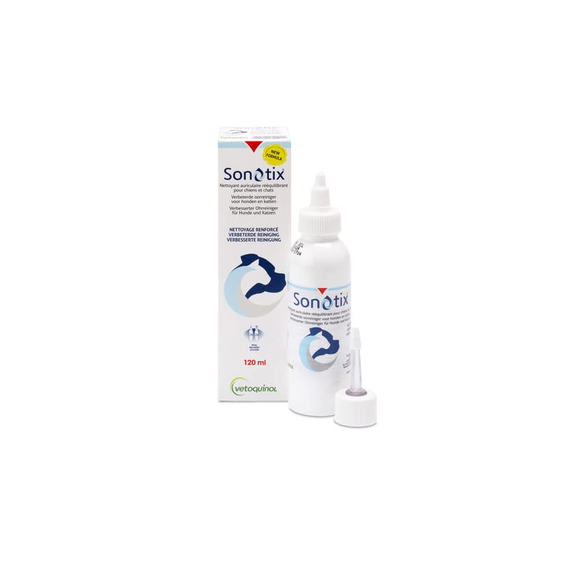 Vetoquinol Sonotix Ear Cleaner | 120ml | Ear cleaner for dogs and cats | For quick and effective removal of cerumen | With two applicators (flexible or short) - PawsPlanet Australia