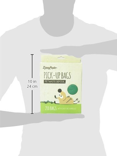 [Australia] - ZippyPaws - Dog Poop Pick-Up Bags, Large Strong Waste Bags with Easy-Tie Handles, Measures 14.5 Inch by 5.5 Inch - 210 Count Green 