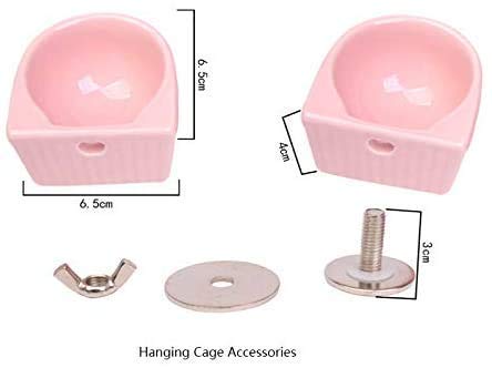 Small Animals Bowl, Detachable Cage Feeder and Guinea Pig Water Bottle No Drip, Pet Ceramic Water & Food Feeder, Small Animal Supplies for Rabbit Parrot Squirrels Chinchilla Hamster Ferret (Pink) Pink - PawsPlanet Australia