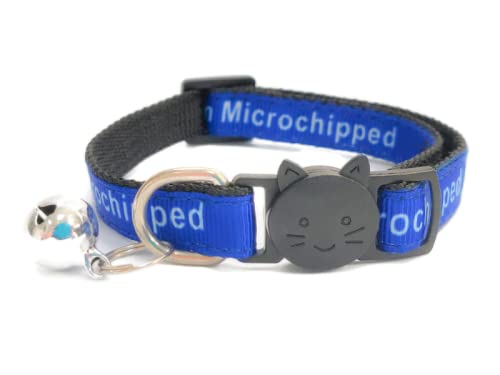 Kitten Collar with Bell | Please Do Not Feed Me / I Am Microchipped | Safe Quick Release Breakaway Buckle | Zacal Cat Collars (BLUE, 2. I Am Microchipped) BLUE - PawsPlanet Australia