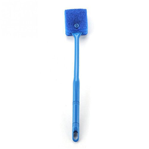 [Australia] - Petacc Double-Sided Fish Tank Cleaner Sponge Cleaning Brush Portable Scraper Practical Scrubber with Non-Slip Handle, Suitable for Cleaning Fish Tank Blue 