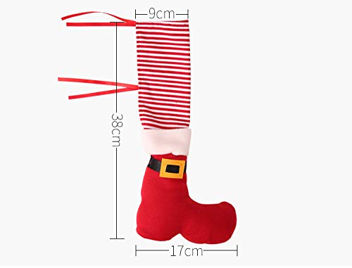 FonteeUS 2pcs Christmas Decoration Chair Leg Covers Santa Pants and Shoes Design Table Chair Leg Covers Santa Claus Striped Novelty Christmas Dinner Table Decoration Xmas Party Decoration Red Shoes - PawsPlanet Australia