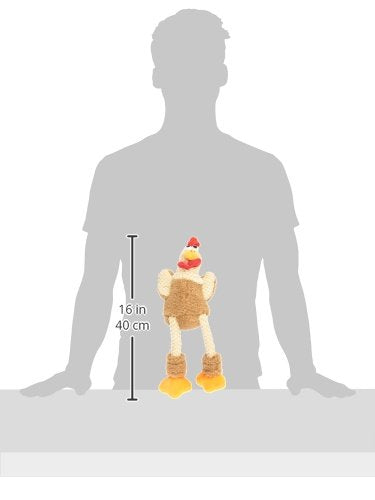 [Australia] - goDog Checkers Skinny Rooster With Chew Guard Technology Tough Plush Dog Toy, Brown, Small (70881) 