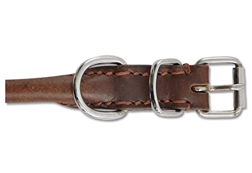Heritage Leather Round Sewn Collar Chestnut 60cm/24" Sz 7 1 Tan - PawsPlanet Australia
